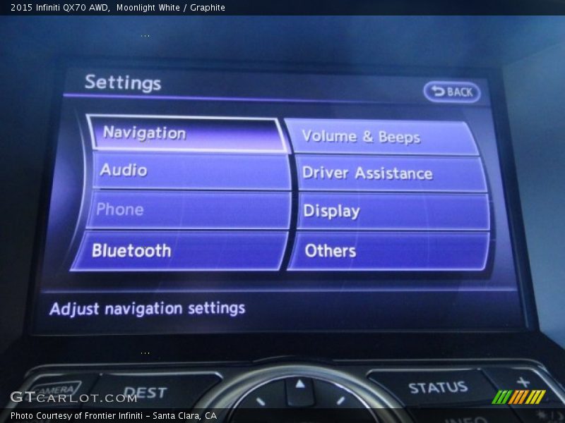 Moonlight White / Graphite 2015 Infiniti QX70 AWD