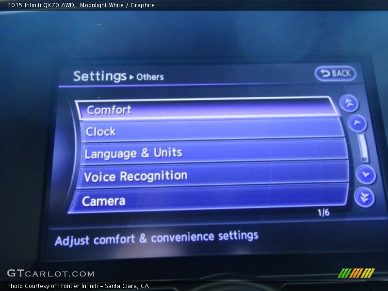 Moonlight White / Graphite 2015 Infiniti QX70 AWD
