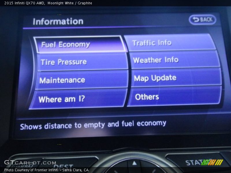 Moonlight White / Graphite 2015 Infiniti QX70 AWD