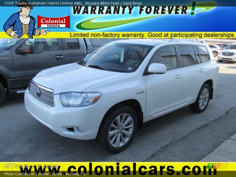 Blizzard White Pearl / Sand Beige 2008 Toyota Highlander Hybrid Limited 4WD