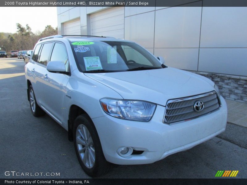 Blizzard White Pearl / Sand Beige 2008 Toyota Highlander Hybrid Limited 4WD