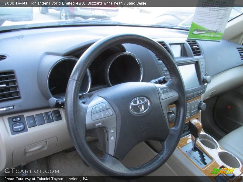 Blizzard White Pearl / Sand Beige 2008 Toyota Highlander Hybrid Limited 4WD