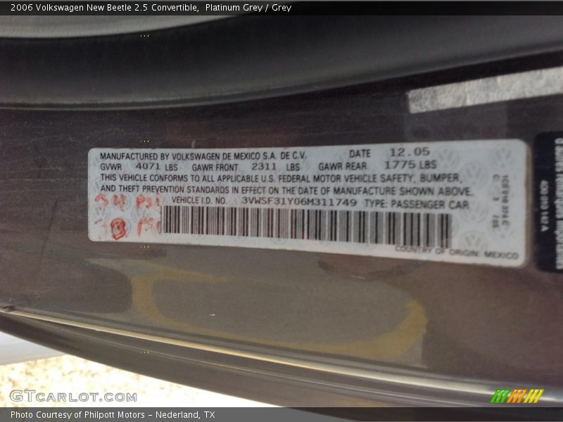 Platinum Grey / Grey 2006 Volkswagen New Beetle 2.5 Convertible