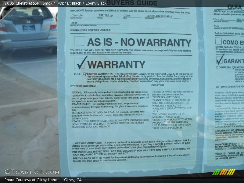 Smokin' Asphalt Black / Ebony Black 2005 Chevrolet SSR