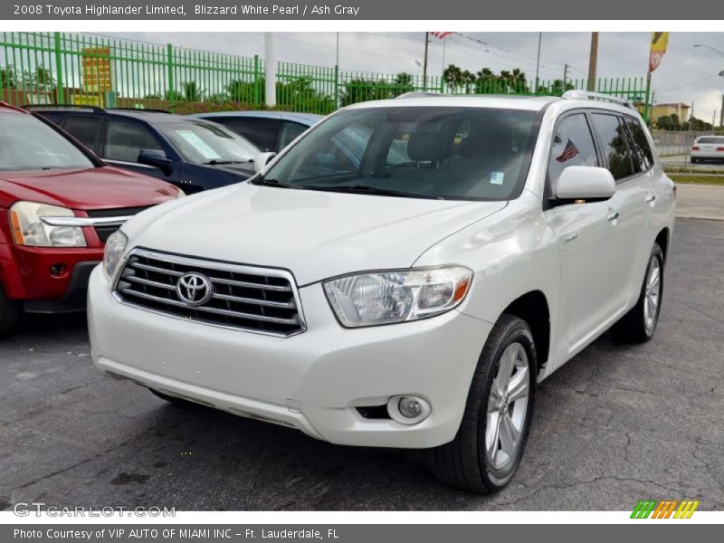 Blizzard White Pearl / Ash Gray 2008 Toyota Highlander Limited