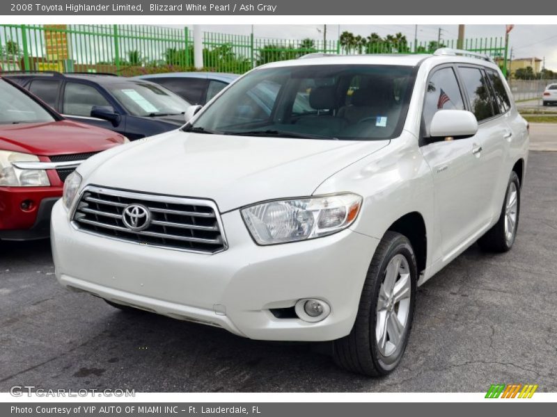 Blizzard White Pearl / Ash Gray 2008 Toyota Highlander Limited