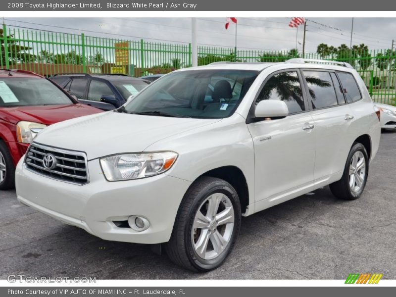 Blizzard White Pearl / Ash Gray 2008 Toyota Highlander Limited