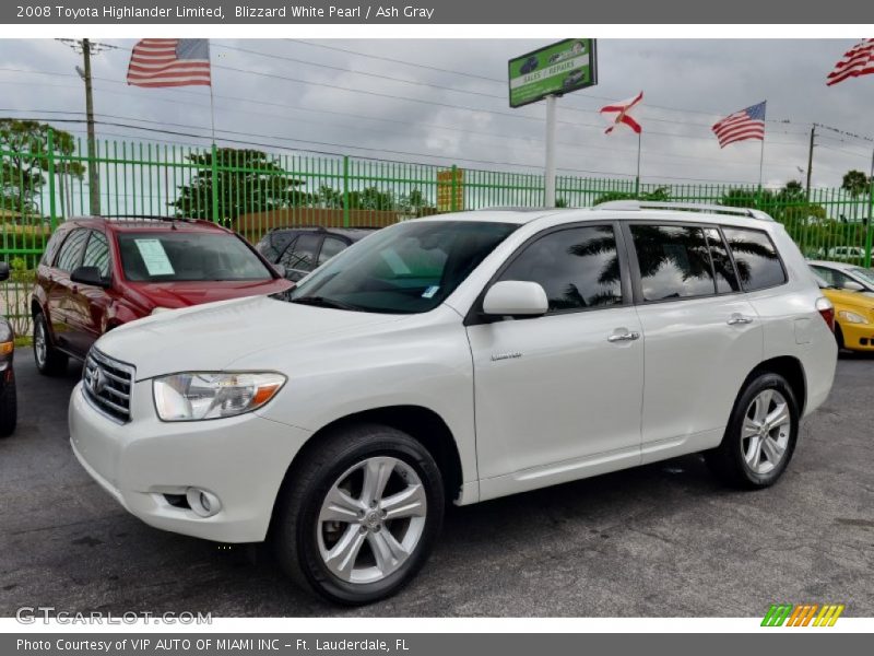 Blizzard White Pearl / Ash Gray 2008 Toyota Highlander Limited