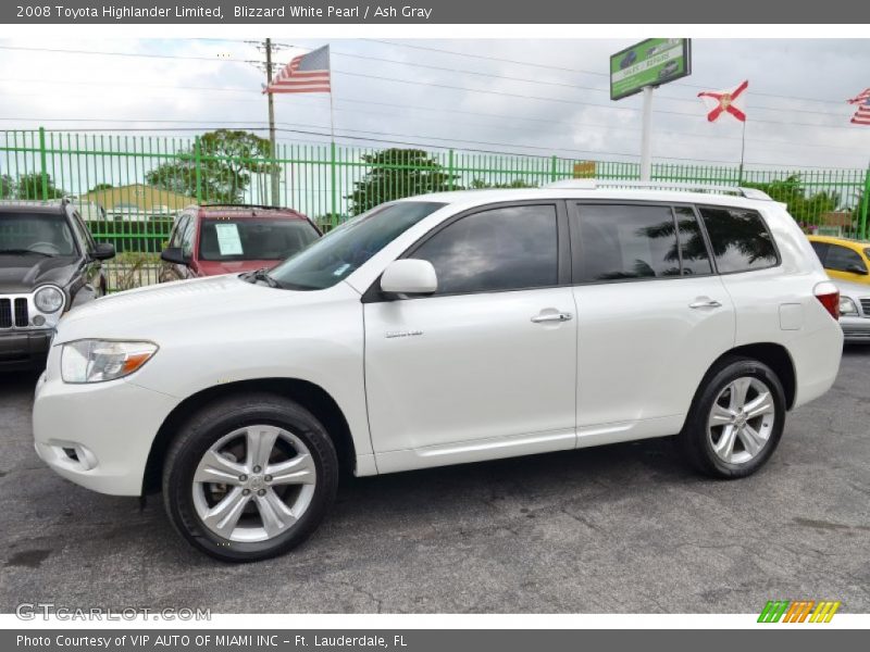 Blizzard White Pearl / Ash Gray 2008 Toyota Highlander Limited