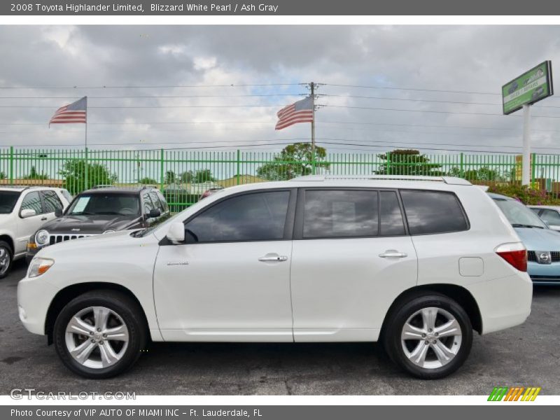 Blizzard White Pearl / Ash Gray 2008 Toyota Highlander Limited