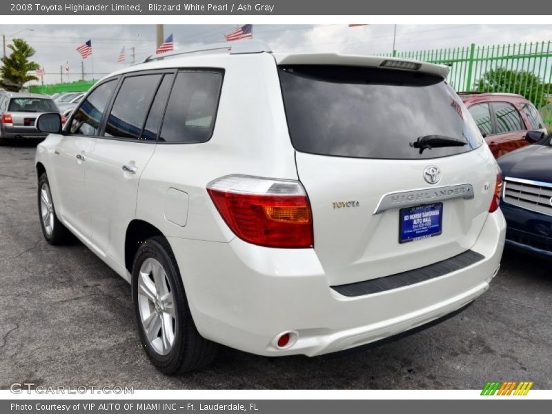 Blizzard White Pearl / Ash Gray 2008 Toyota Highlander Limited