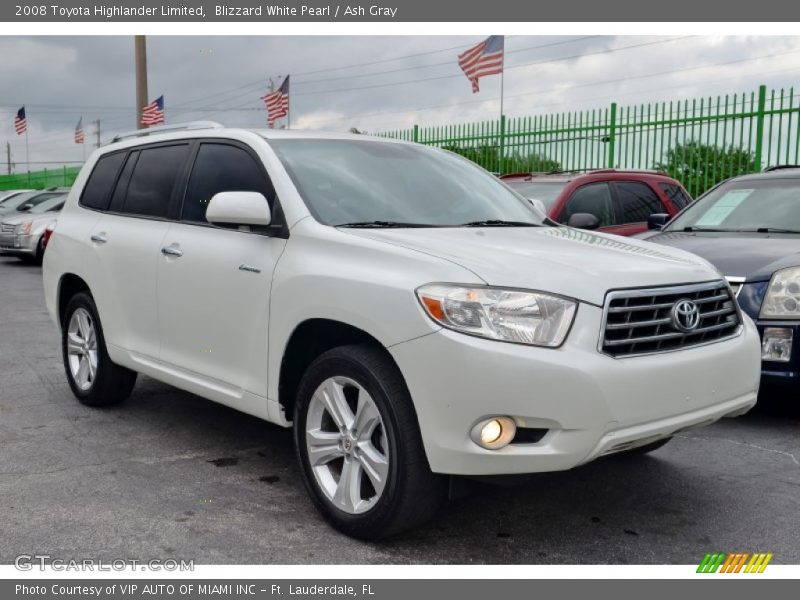 Blizzard White Pearl / Ash Gray 2008 Toyota Highlander Limited