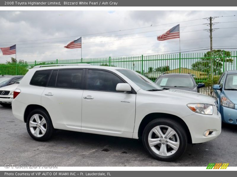 Blizzard White Pearl / Ash Gray 2008 Toyota Highlander Limited