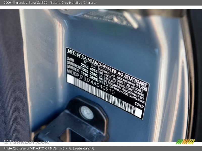 Tectite Grey Metallic / Charcoal 2004 Mercedes-Benz CL 500