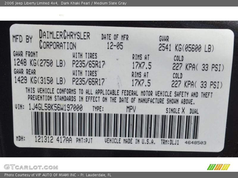 Dark Khaki Pearl / Medium Slate Gray 2006 Jeep Liberty Limited 4x4