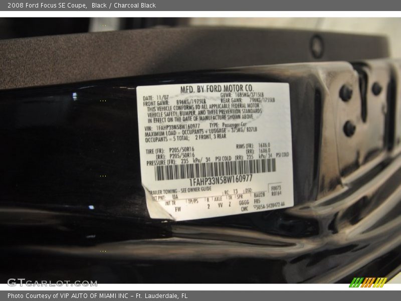 Black / Charcoal Black 2008 Ford Focus SE Coupe