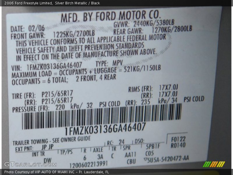 Silver Birch Metallic / Black 2006 Ford Freestyle Limited