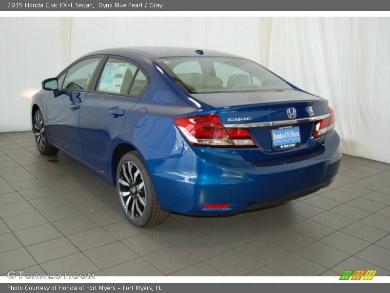 Dyno Blue Pearl / Gray 2015 Honda Civic EX-L Sedan