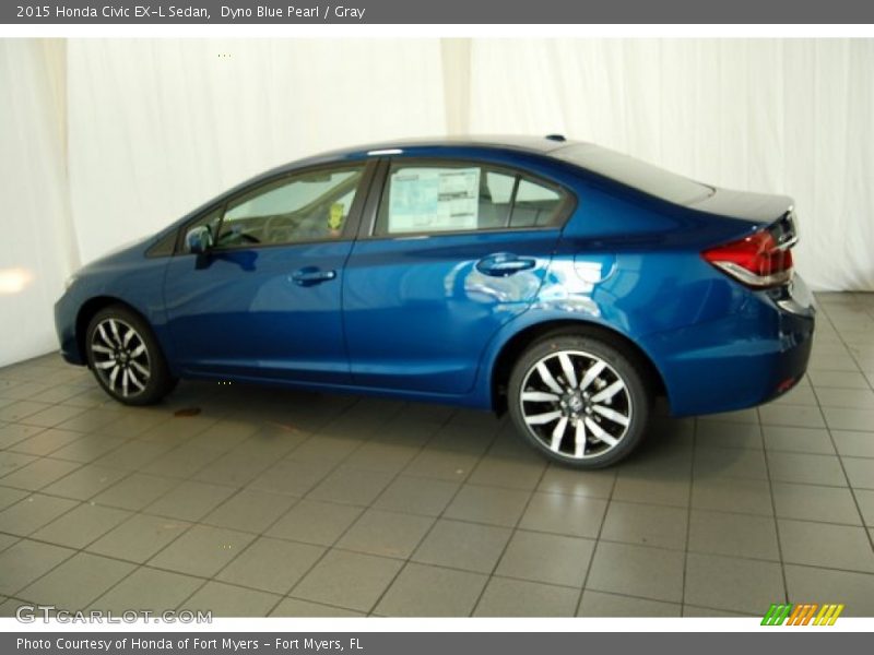 Dyno Blue Pearl / Gray 2015 Honda Civic EX-L Sedan