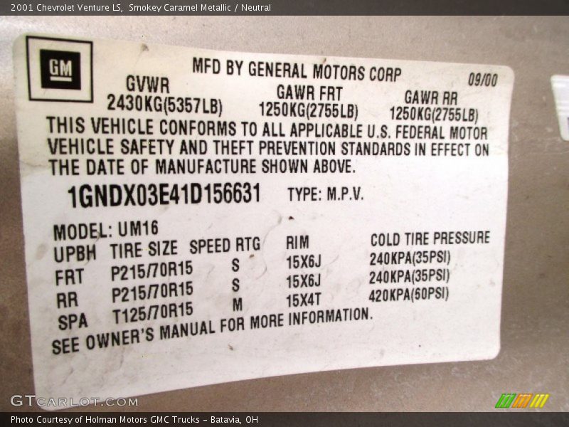 Smokey Caramel Metallic / Neutral 2001 Chevrolet Venture LS