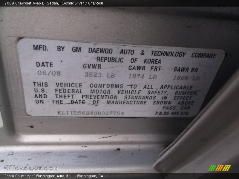 Cosmic Silver / Charcoal 2009 Chevrolet Aveo LT Sedan