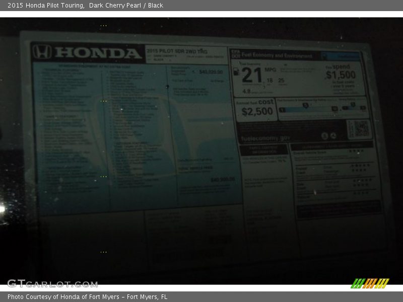 Dark Cherry Pearl / Black 2015 Honda Pilot Touring
