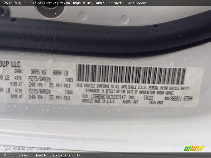Bright White / Dark Slate Gray/Medium Graystone 2012 Dodge Ram 1500 Express Crew Cab