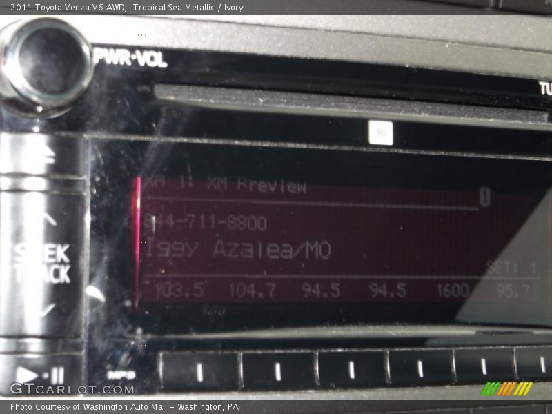 Tropical Sea Metallic / Ivory 2011 Toyota Venza V6 AWD