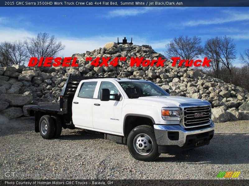 Summit White / Jet Black/Dark Ash 2015 GMC Sierra 3500HD Work Truck Crew Cab 4x4 Flat Bed