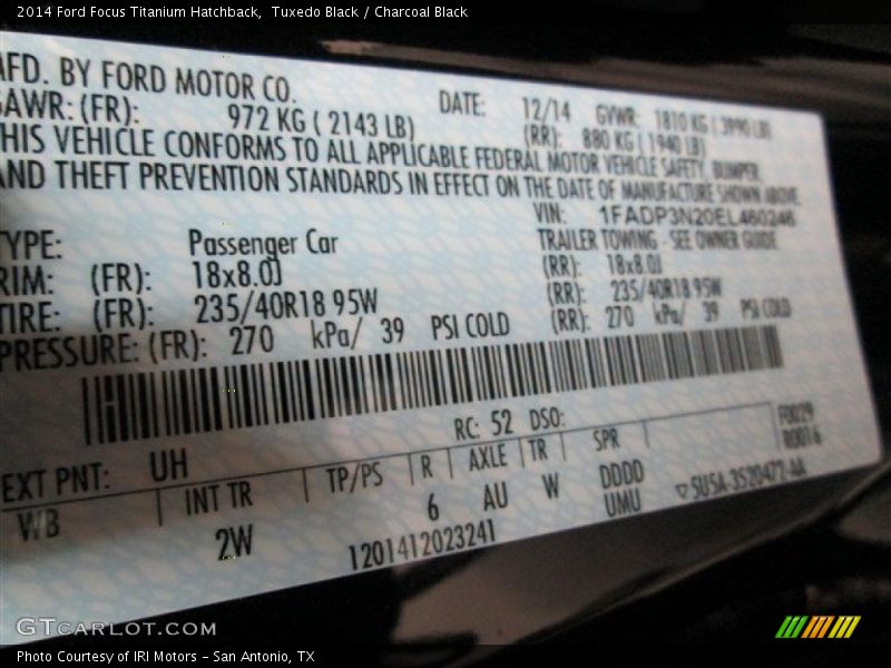 Tuxedo Black / Charcoal Black 2014 Ford Focus Titanium Hatchback