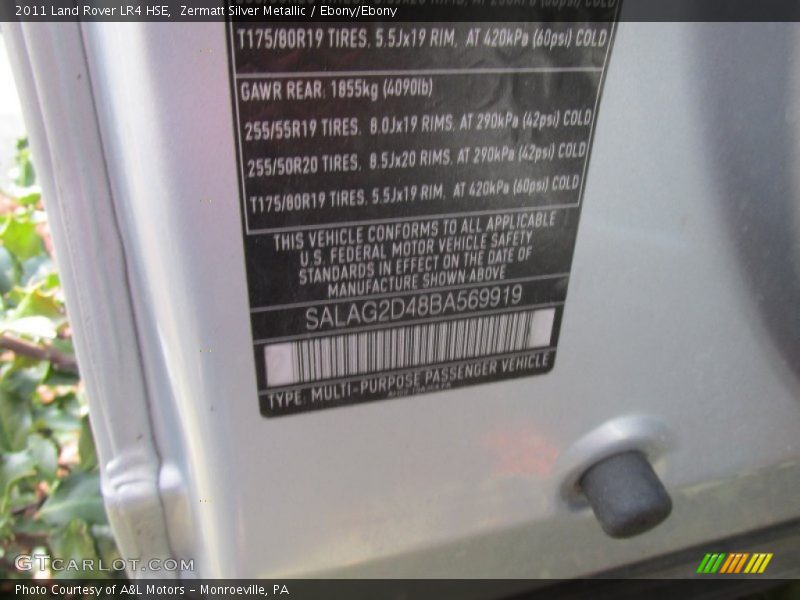 Zermatt Silver Metallic / Ebony/Ebony 2011 Land Rover LR4 HSE