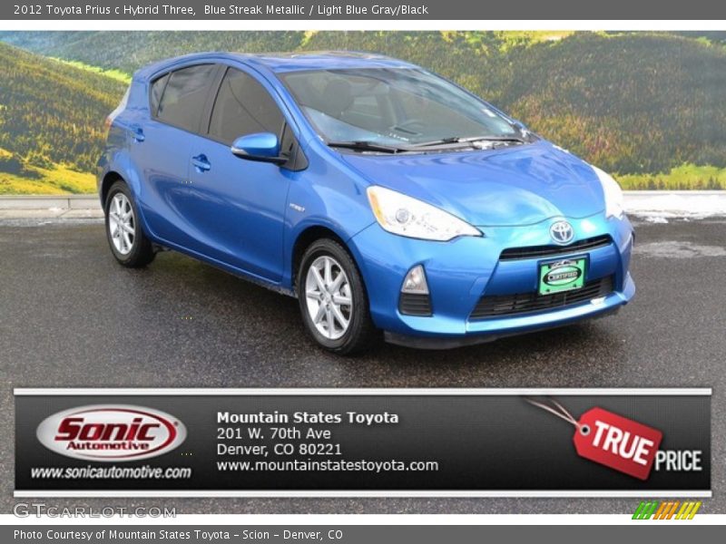 Blue Streak Metallic / Light Blue Gray/Black 2012 Toyota Prius c Hybrid Three