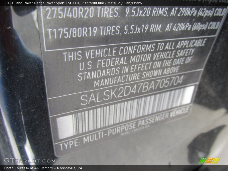 Santorini Black Metallic / Tan/Ebony 2011 Land Rover Range Rover Sport HSE LUX