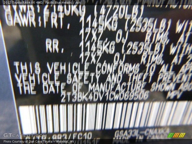 Pacific Blue Metallic / Ash 2012 Toyota RAV4 V6 4WD