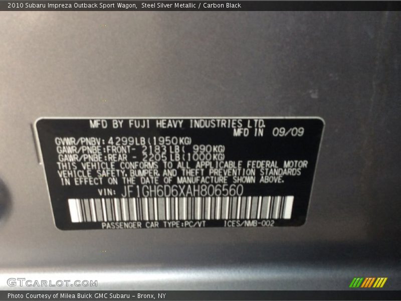Steel Silver Metallic / Carbon Black 2010 Subaru Impreza Outback Sport Wagon