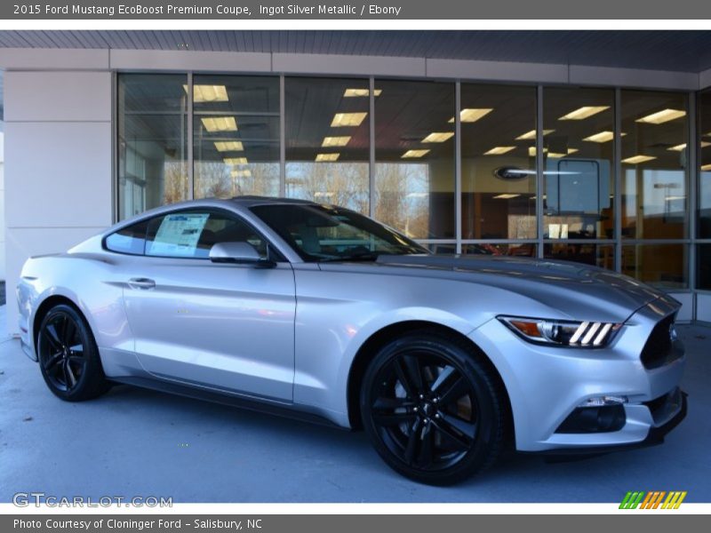 Ingot Silver Metallic / Ebony 2015 Ford Mustang EcoBoost Premium Coupe