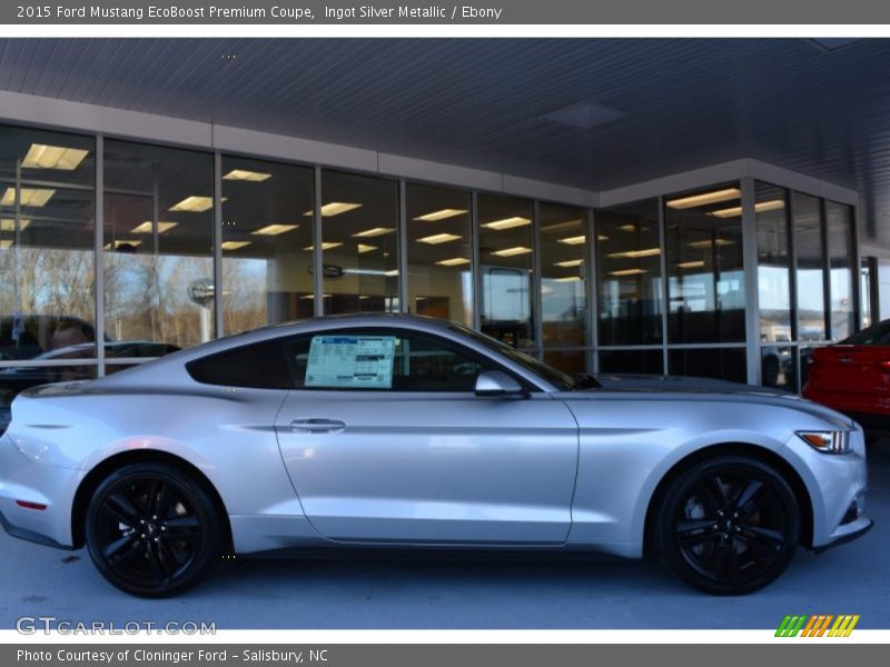 Ingot Silver Metallic / Ebony 2015 Ford Mustang EcoBoost Premium Coupe