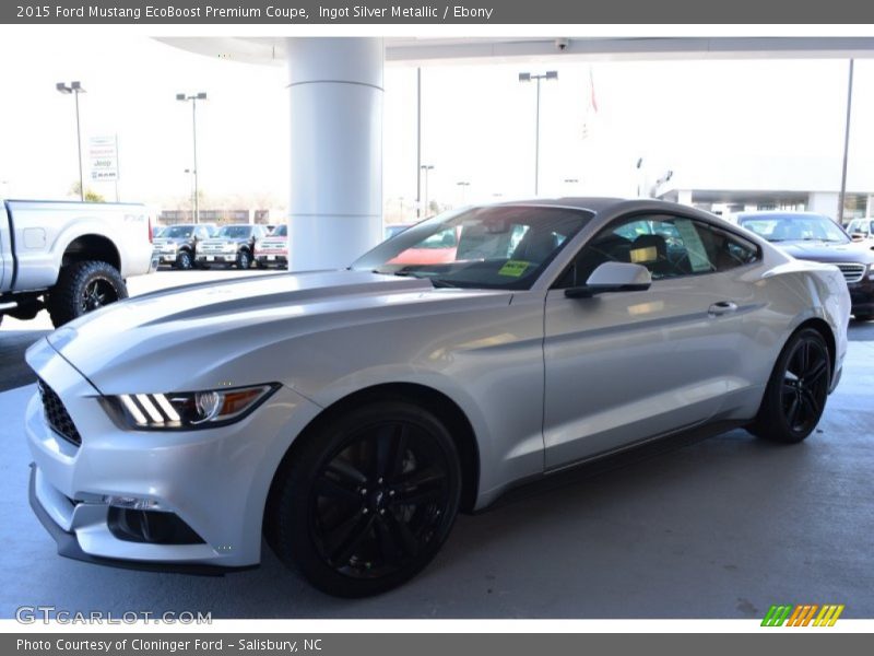 Ingot Silver Metallic / Ebony 2015 Ford Mustang EcoBoost Premium Coupe