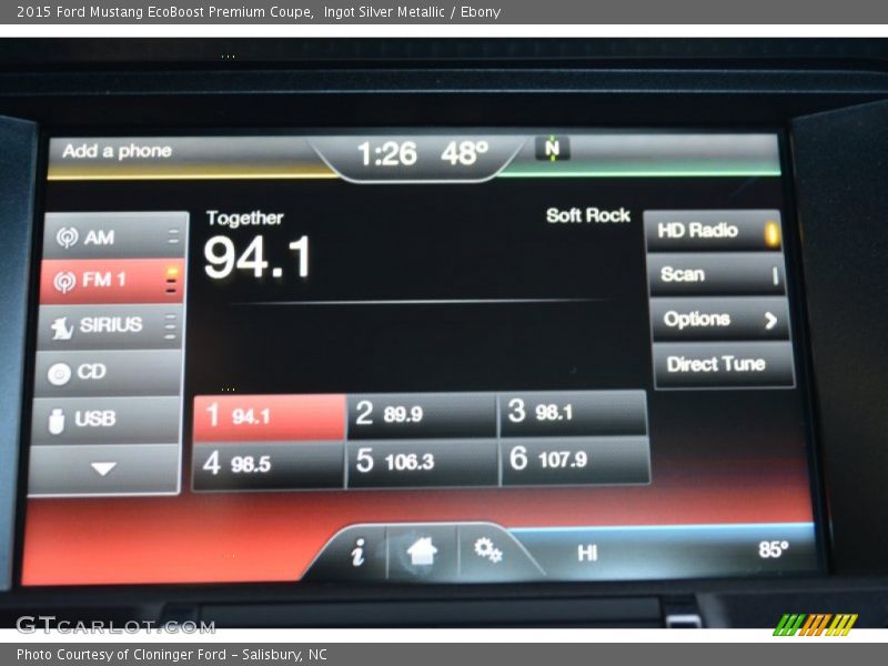Ingot Silver Metallic / Ebony 2015 Ford Mustang EcoBoost Premium Coupe
