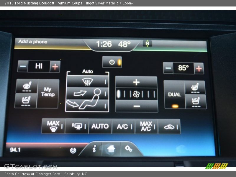Ingot Silver Metallic / Ebony 2015 Ford Mustang EcoBoost Premium Coupe