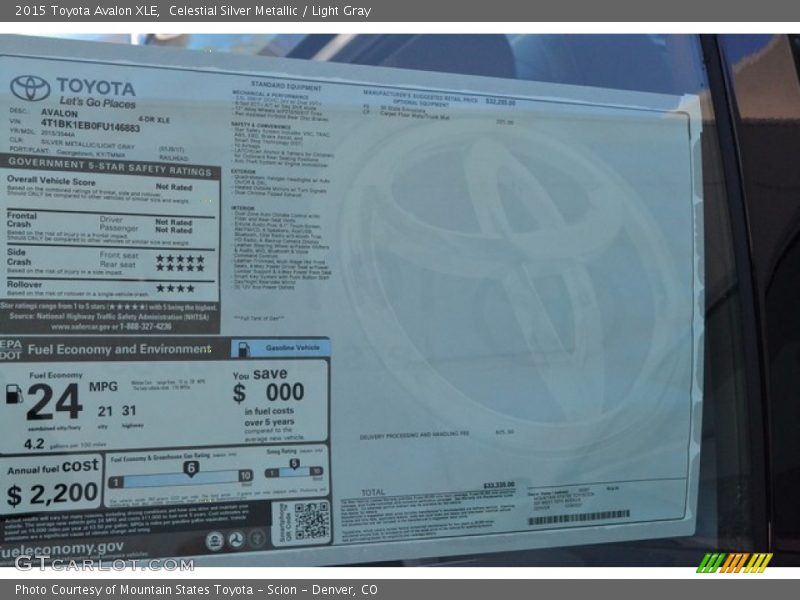 Celestial Silver Metallic / Light Gray 2015 Toyota Avalon XLE