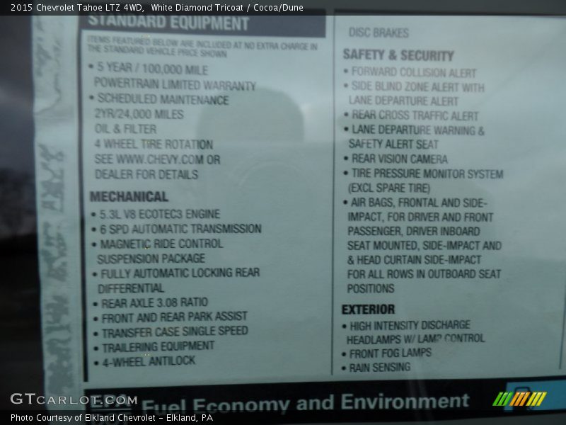 White Diamond Tricoat / Cocoa/Dune 2015 Chevrolet Tahoe LTZ 4WD