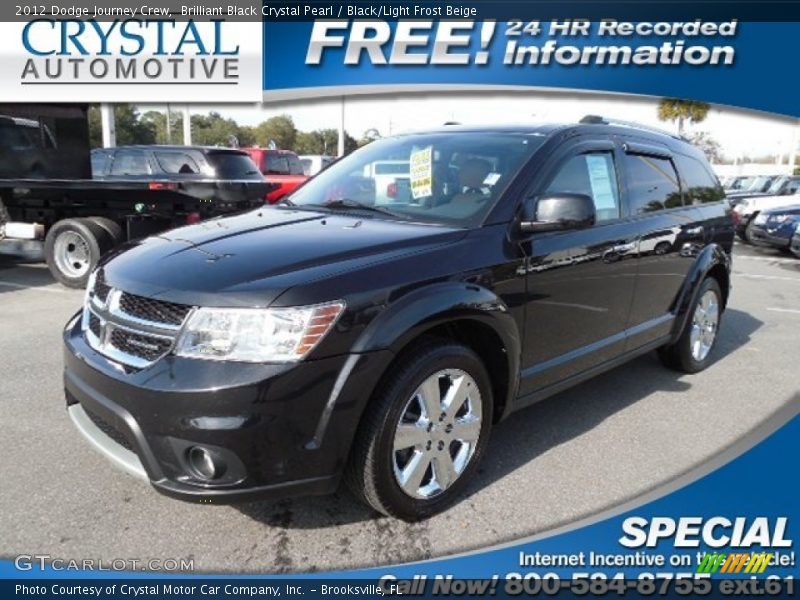 Brilliant Black Crystal Pearl / Black/Light Frost Beige 2012 Dodge Journey Crew