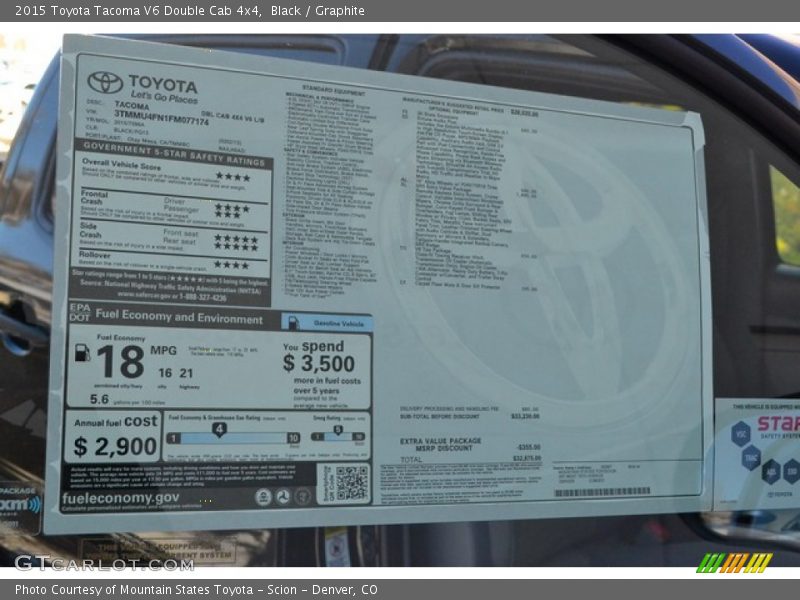 Black / Graphite 2015 Toyota Tacoma V6 Double Cab 4x4