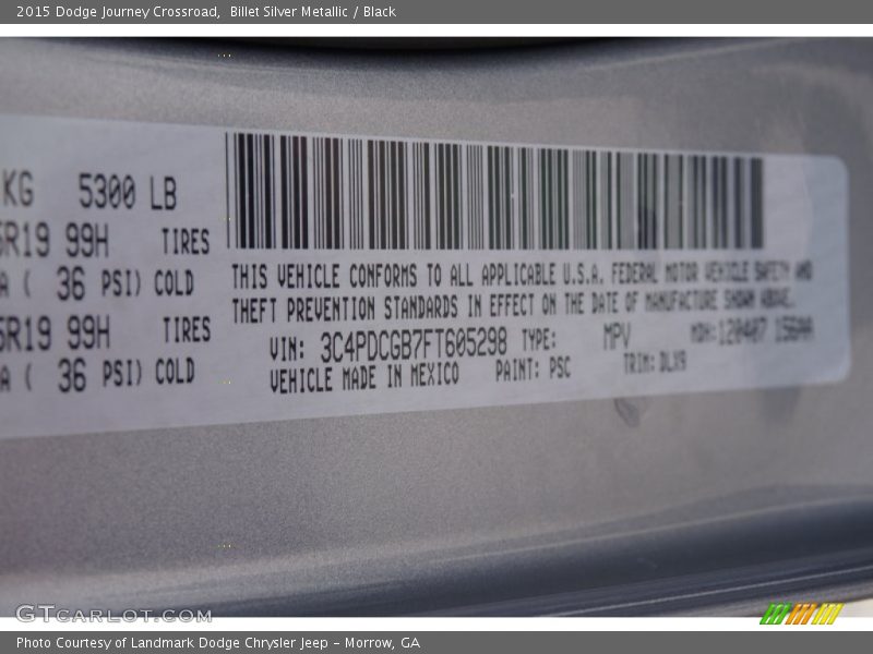 Billet Silver Metallic / Black 2015 Dodge Journey Crossroad