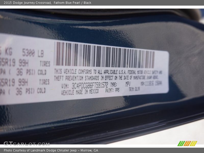 Fathom Blue Pearl / Black 2015 Dodge Journey Crossroad