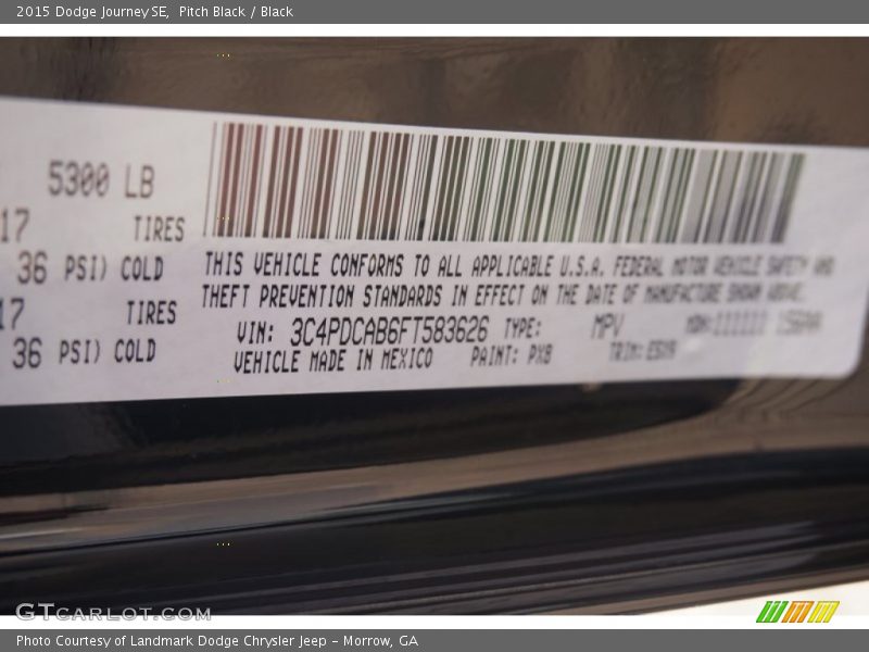 Pitch Black / Black 2015 Dodge Journey SE