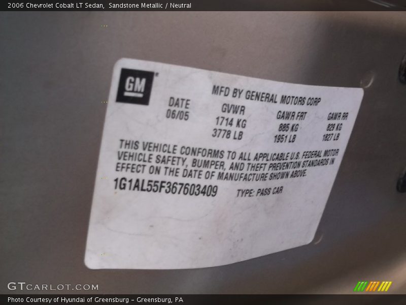 Sandstone Metallic / Neutral 2006 Chevrolet Cobalt LT Sedan