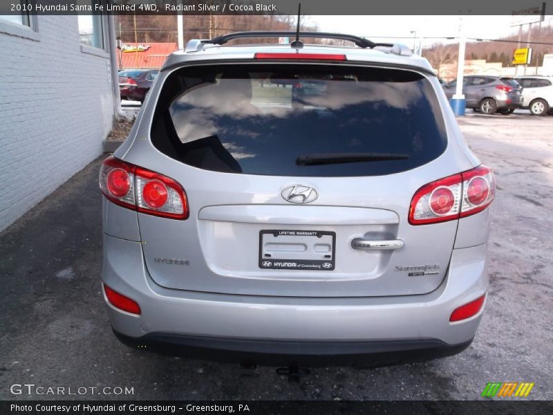 Radiant Silver / Cocoa Black 2010 Hyundai Santa Fe Limited 4WD