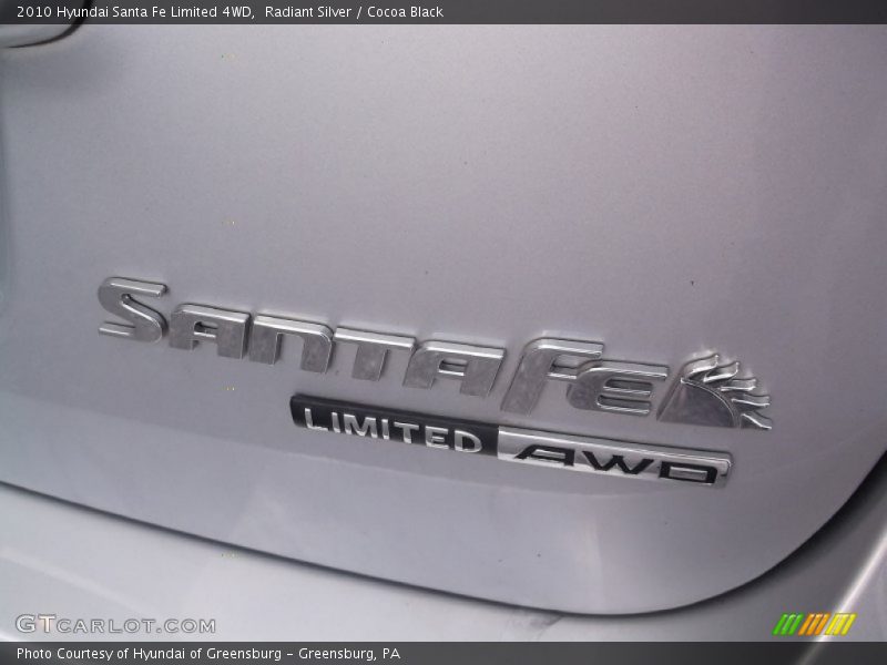 Radiant Silver / Cocoa Black 2010 Hyundai Santa Fe Limited 4WD
